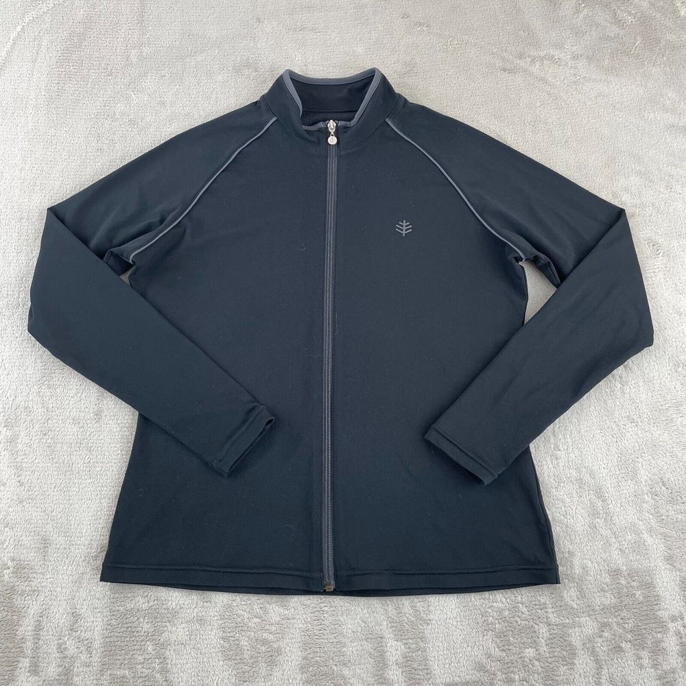 Coolibar Swim Jacket Women Small Black UPF 50+ Full Zip Long Sleeve Outdoor Hike